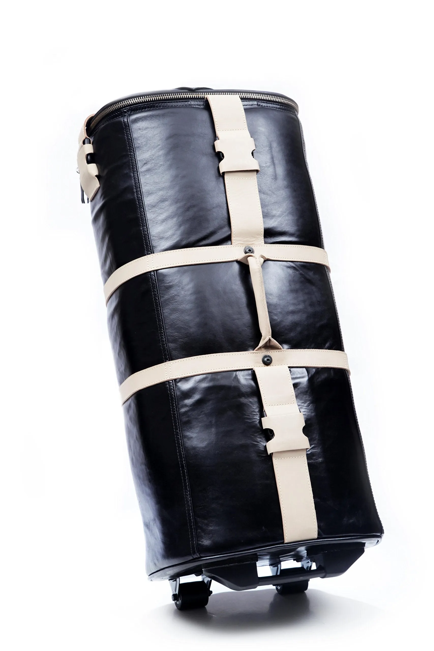 12 Bottles Leather Wine Luggage (Black & Tan)