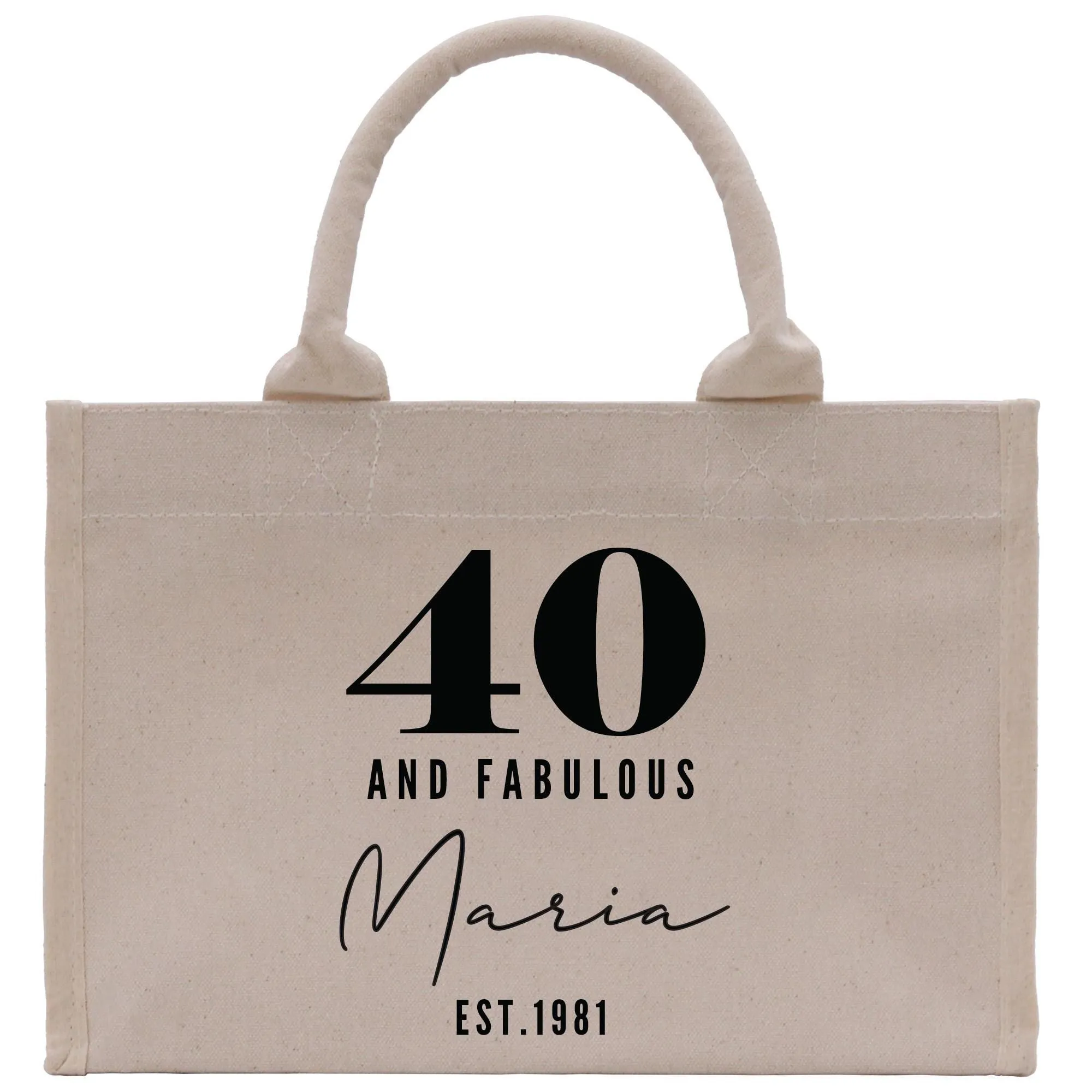 40 Forty and Fabulous 40th Age Birthday Cotton Canvas Tote Bag 40th Birthday Gift For Women 40th Birthday Celebration Party Gift (BDT1022)