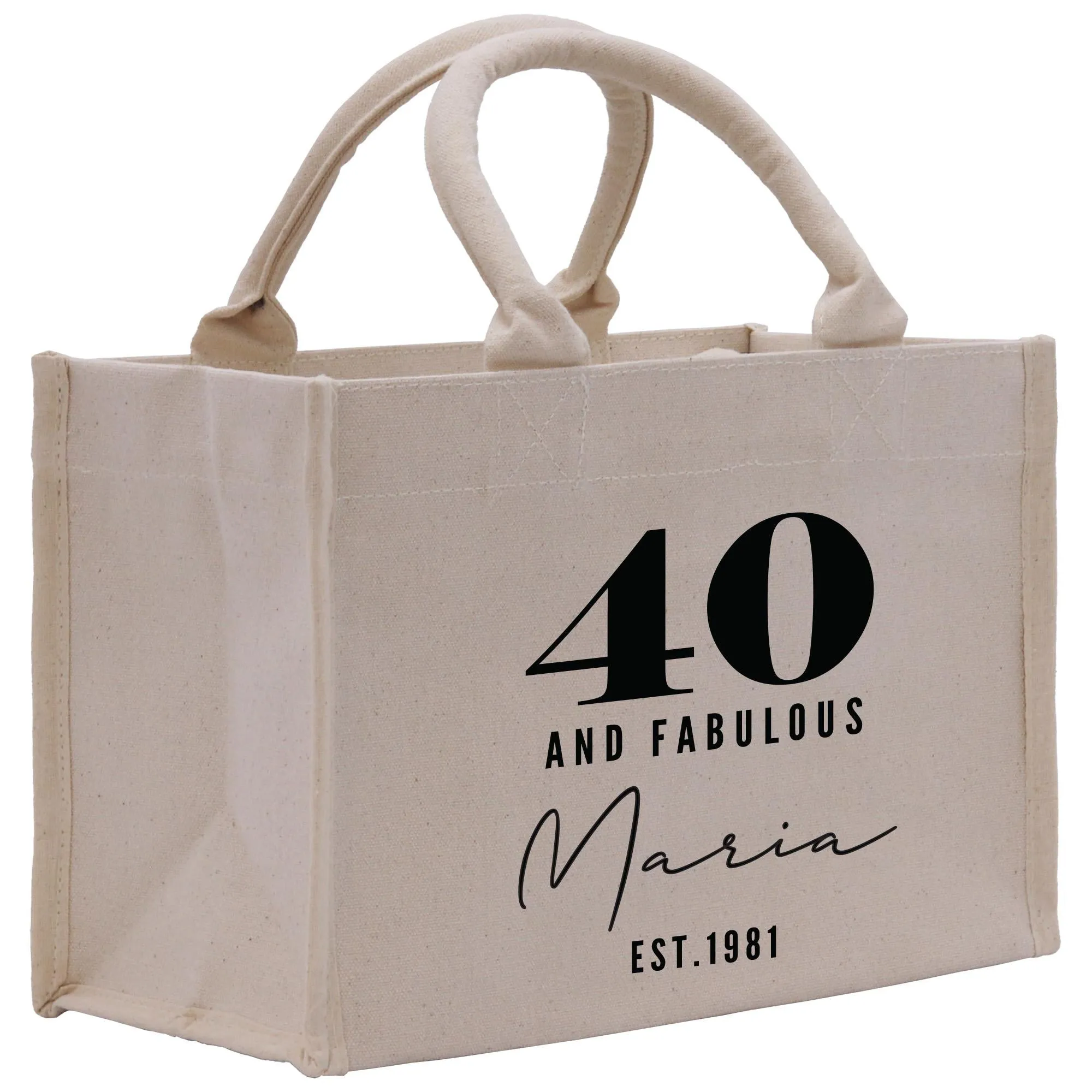 40 Forty and Fabulous 40th Age Birthday Cotton Canvas Tote Bag 40th Birthday Gift For Women 40th Birthday Celebration Party Gift (BDT1022)