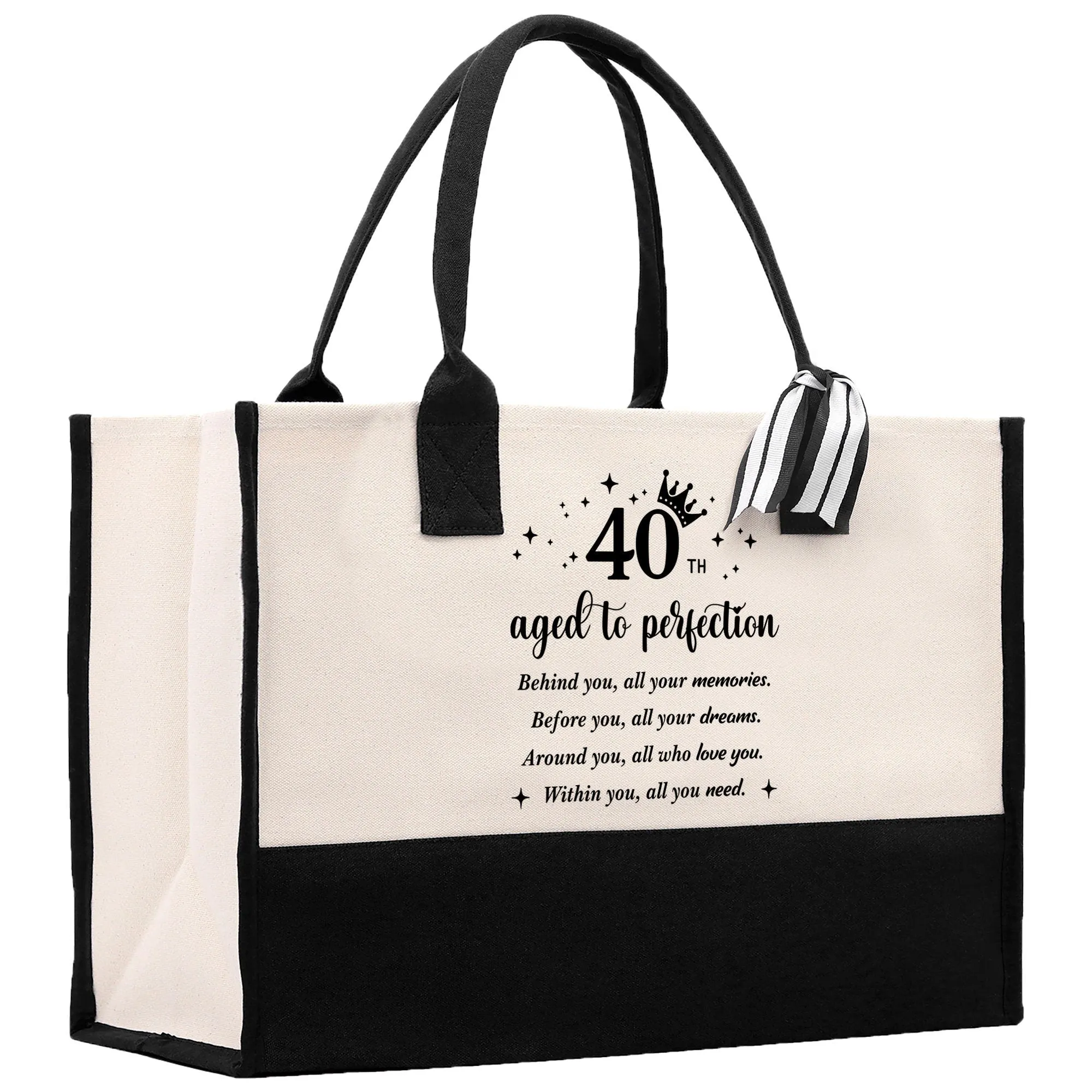 40th Aged Of Perfection Cotton Canvas Tote Bag 60th Birthday Gift For Women 40th Birthday Celebration Party Gift