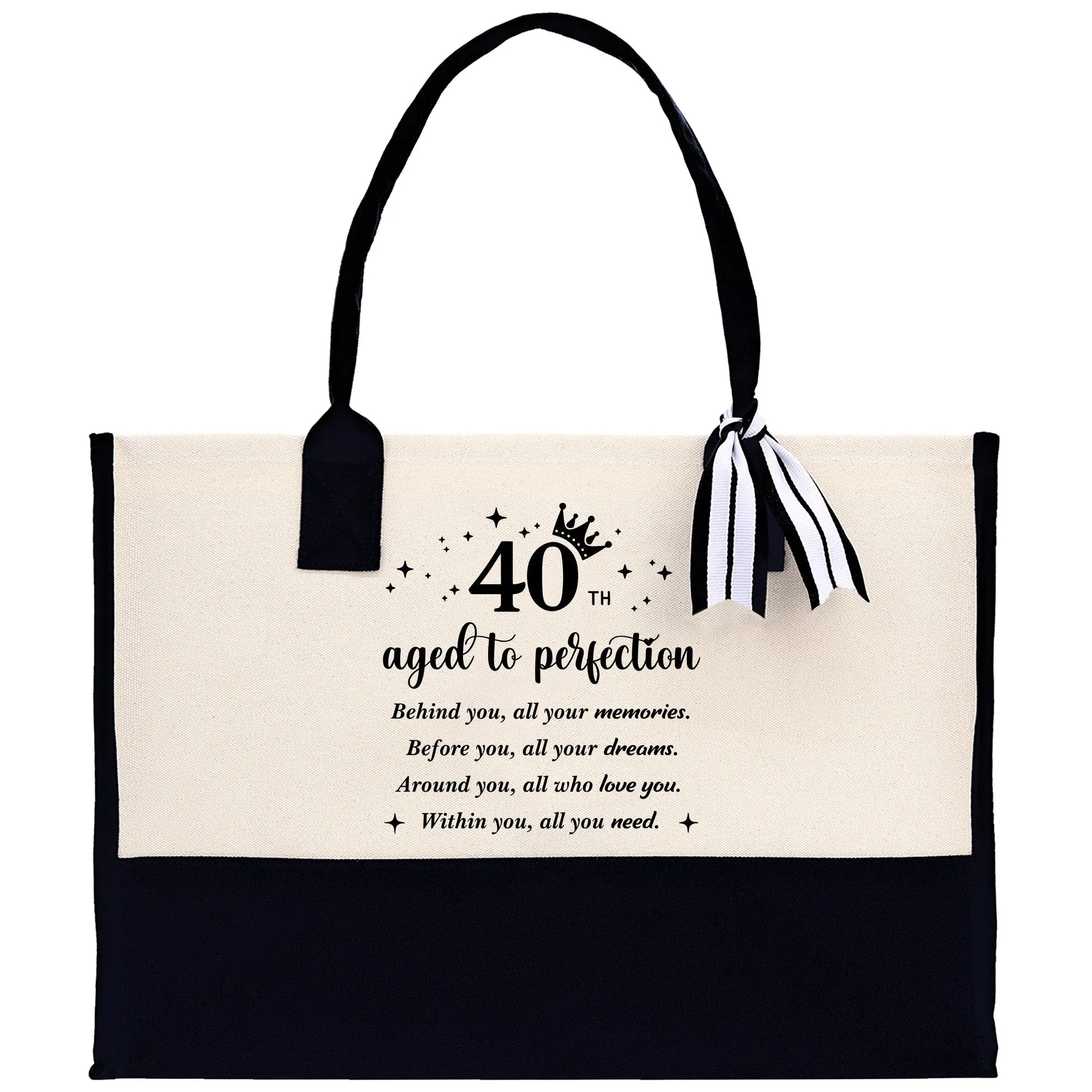 40th Aged Of Perfection Cotton Canvas Tote Bag 60th Birthday Gift For Women 40th Birthday Celebration Party Gift