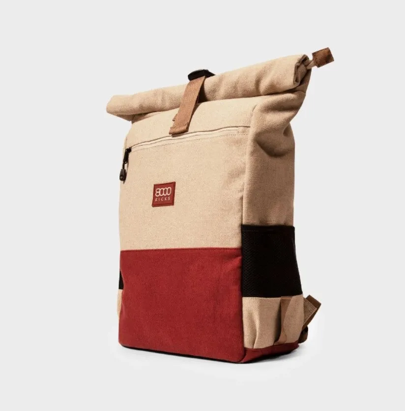 8000 KICKS | Everyday Backpack in Beige|Red Hemp