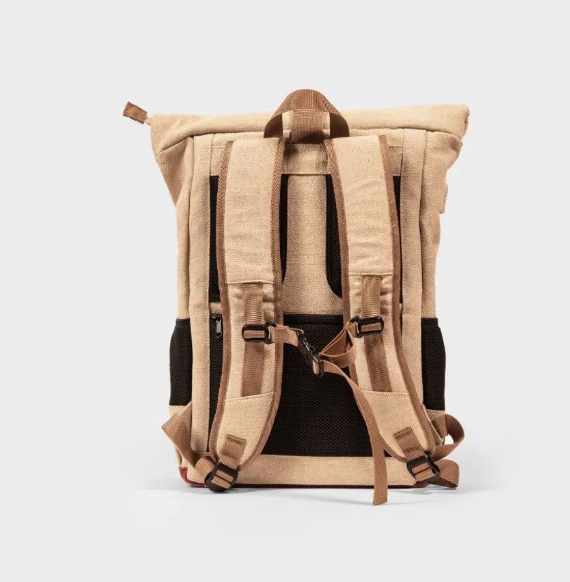 8000 KICKS | Everyday Backpack in Beige|Red Hemp