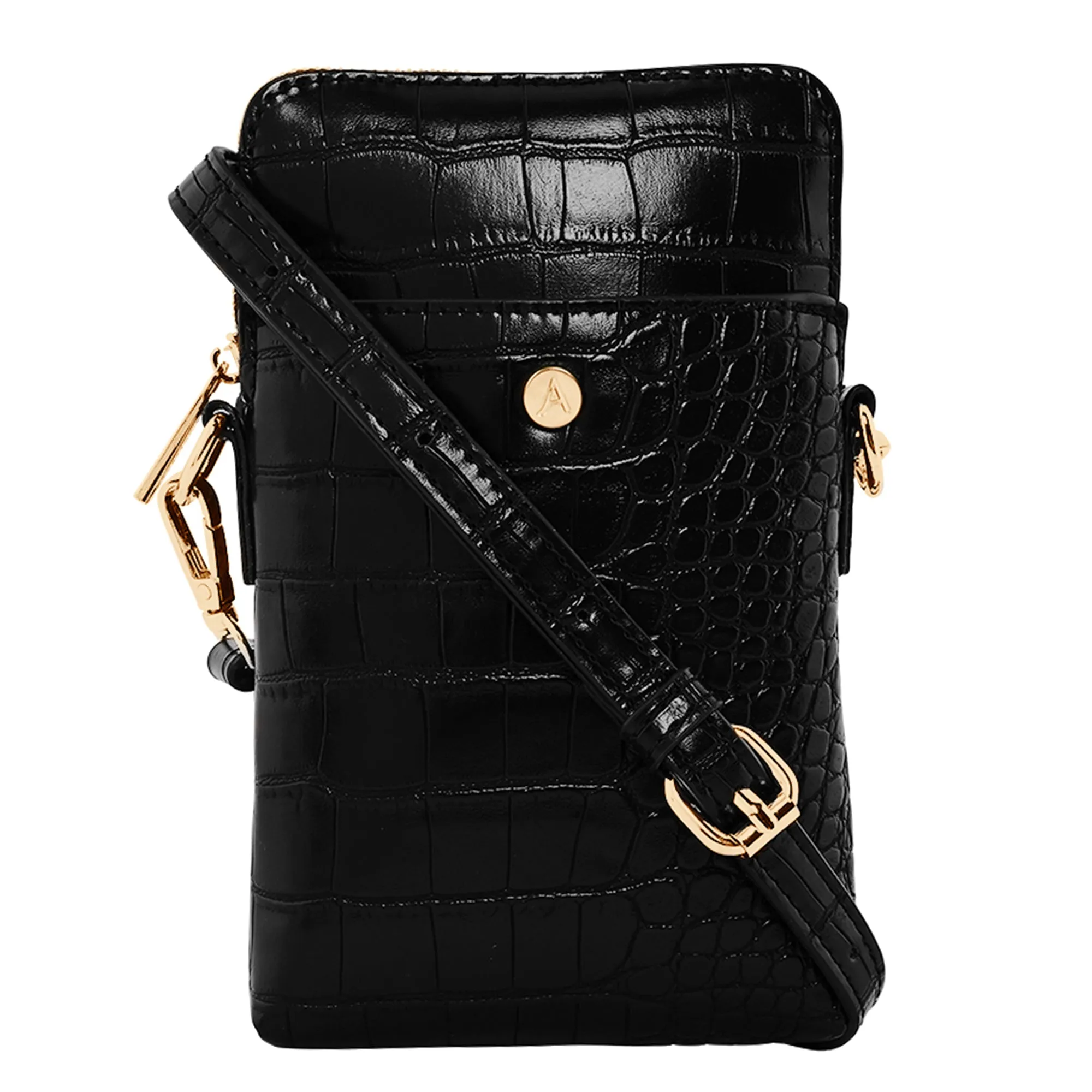 Accessorize London Women's Black Zip Phone Bag