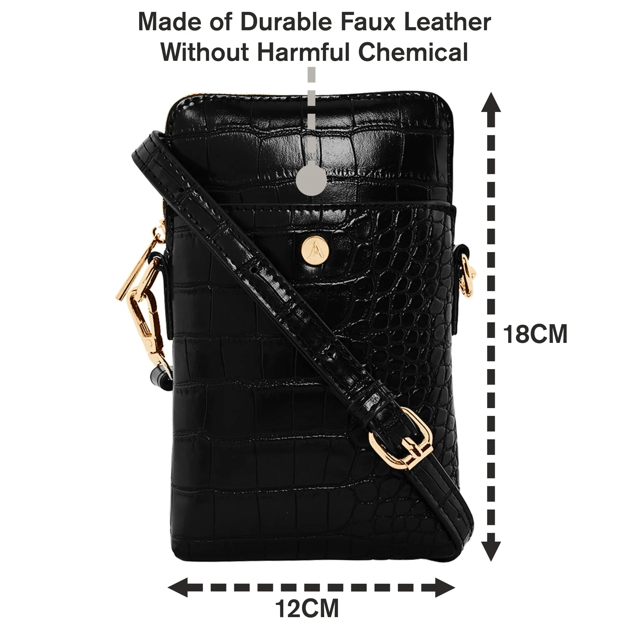 Accessorize London Women's Black Zip Phone Bag