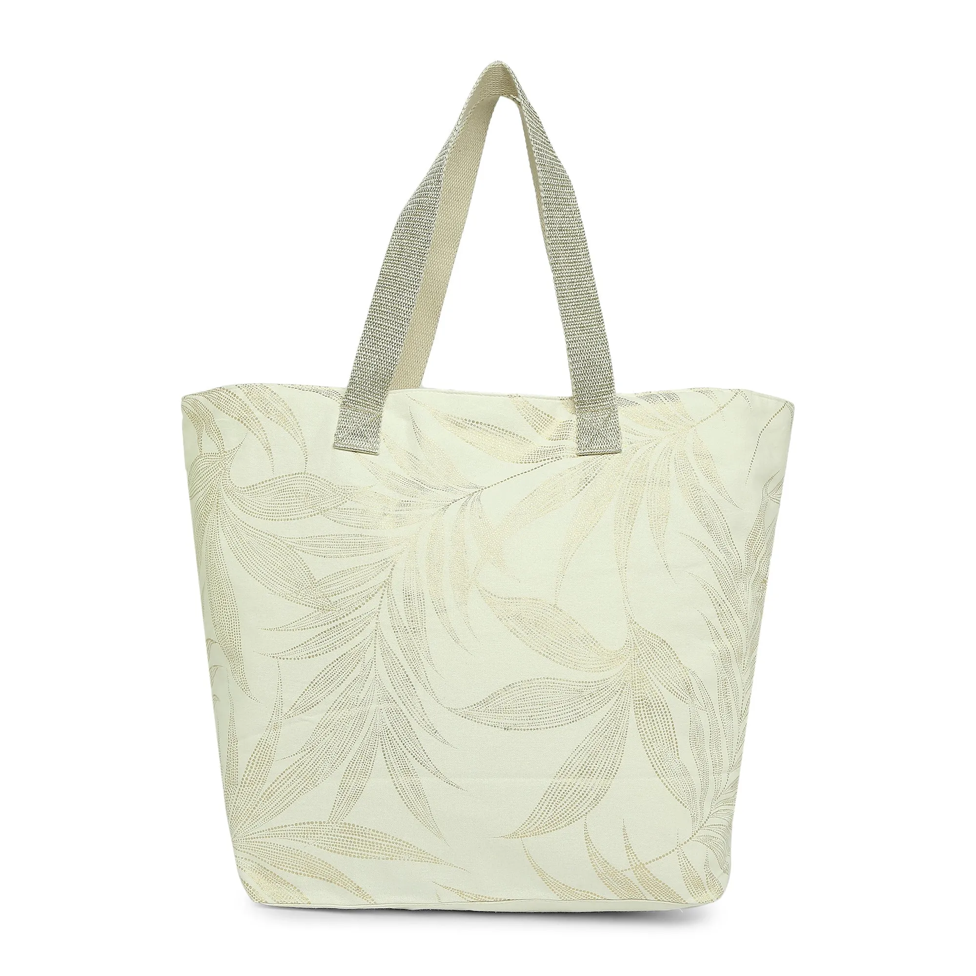 Accessorize London Women's Pure Cotton Cream Leah Leaf Printed Tote Bag