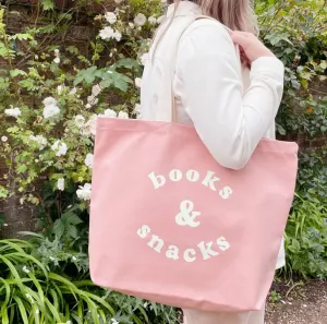 Alphabet Bags Canvas Bag - Books & Snacks - Blush Pink