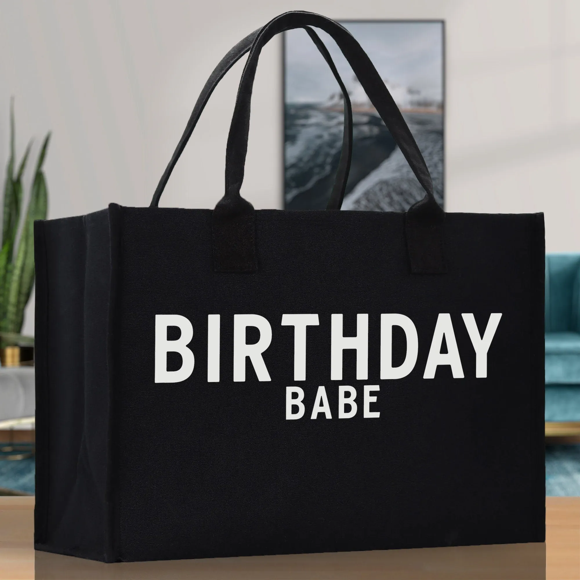 Birthday Babe Cotton Canvas Chic Beach Tote Bag Multipurpose Tote Weekender Tote Gift for Her Outdoor Tote Vacation Tote Large Beach Bag