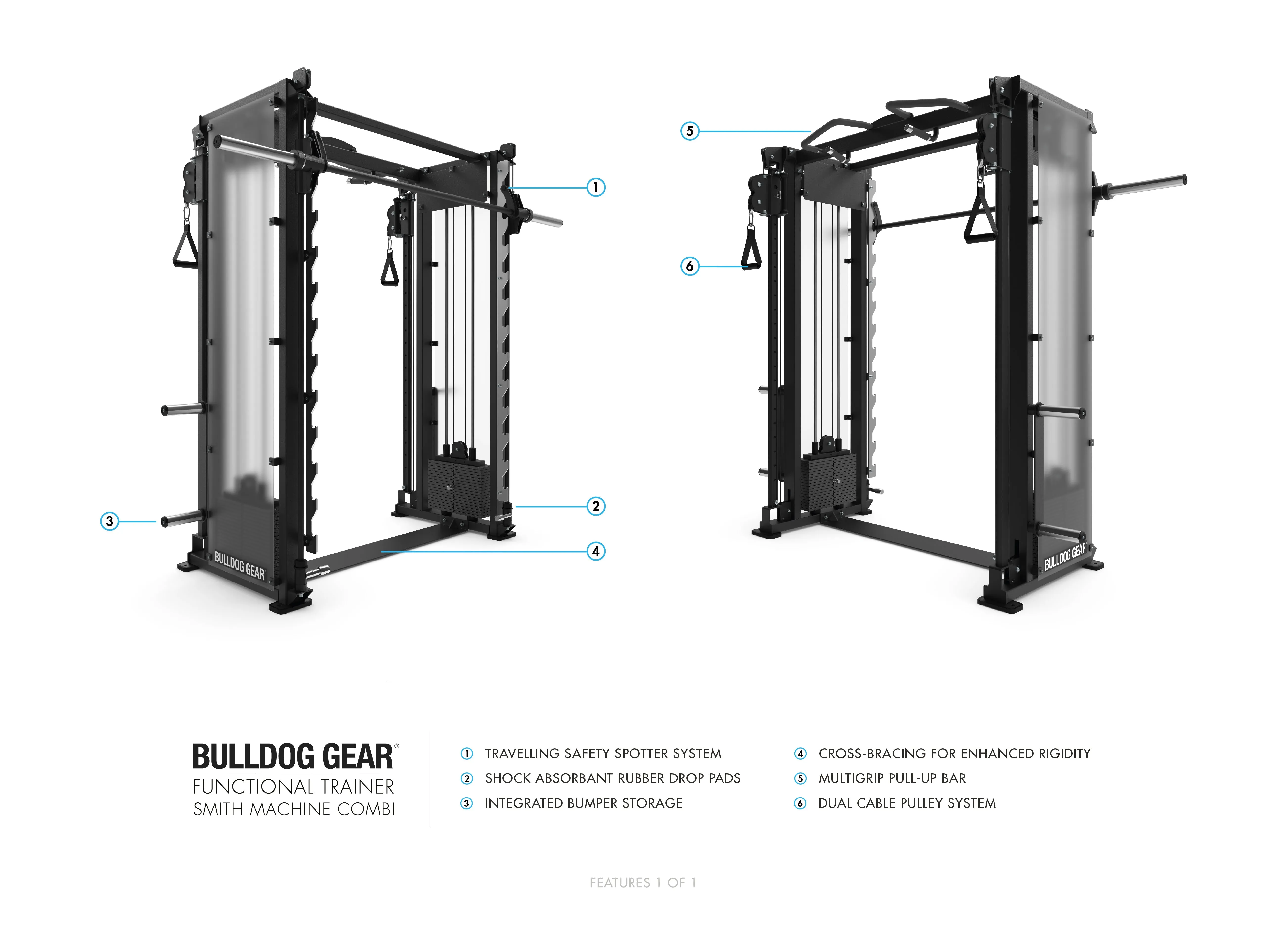 Bulldog Gear - Smith Machine & Functional Trainer Combo x2 100kg Stacks