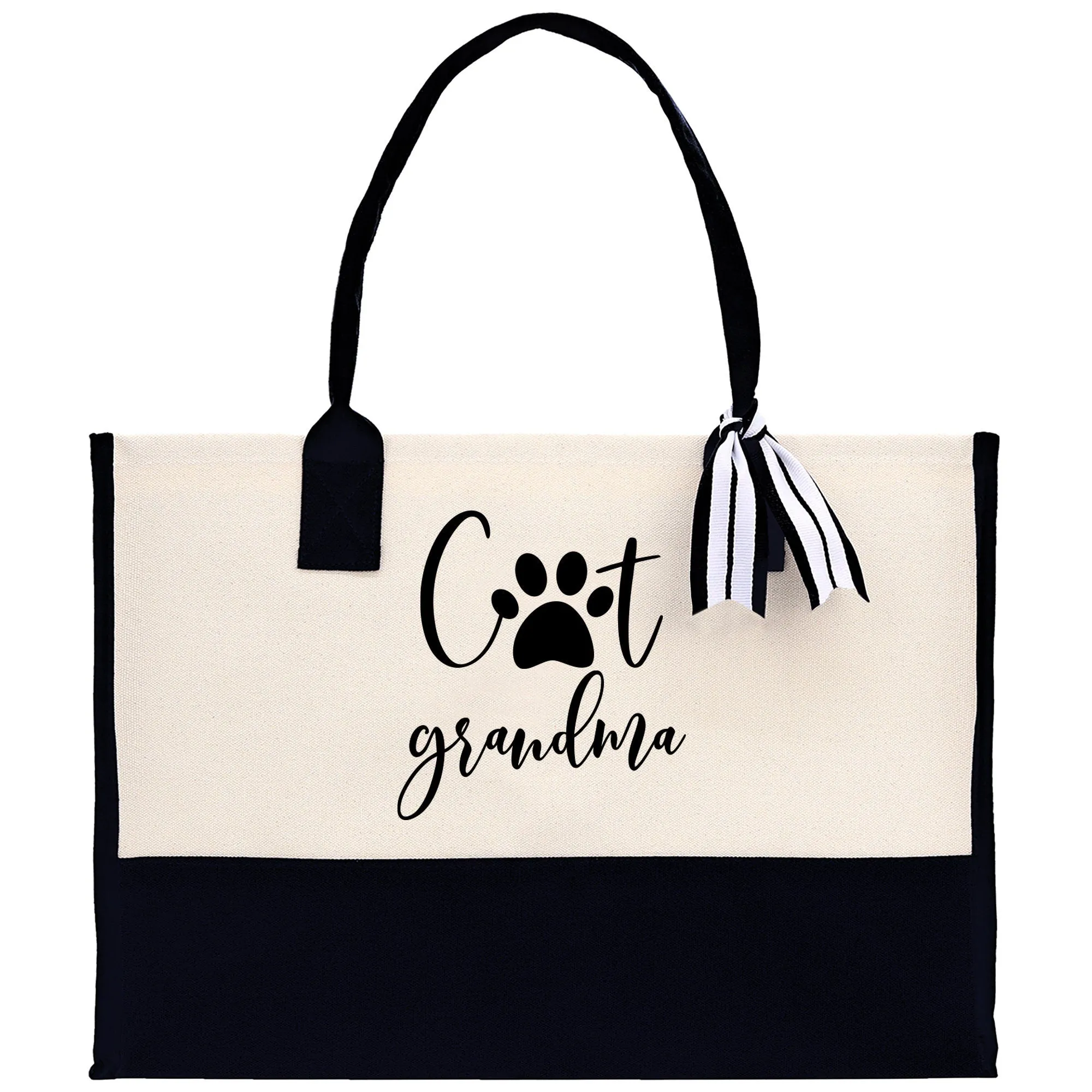 Cat Grandma Cotton Canvas Tote Bag Cat Lover Grandma Gift Bag Funny Grandma Gifts Cat Owner Tote Bag