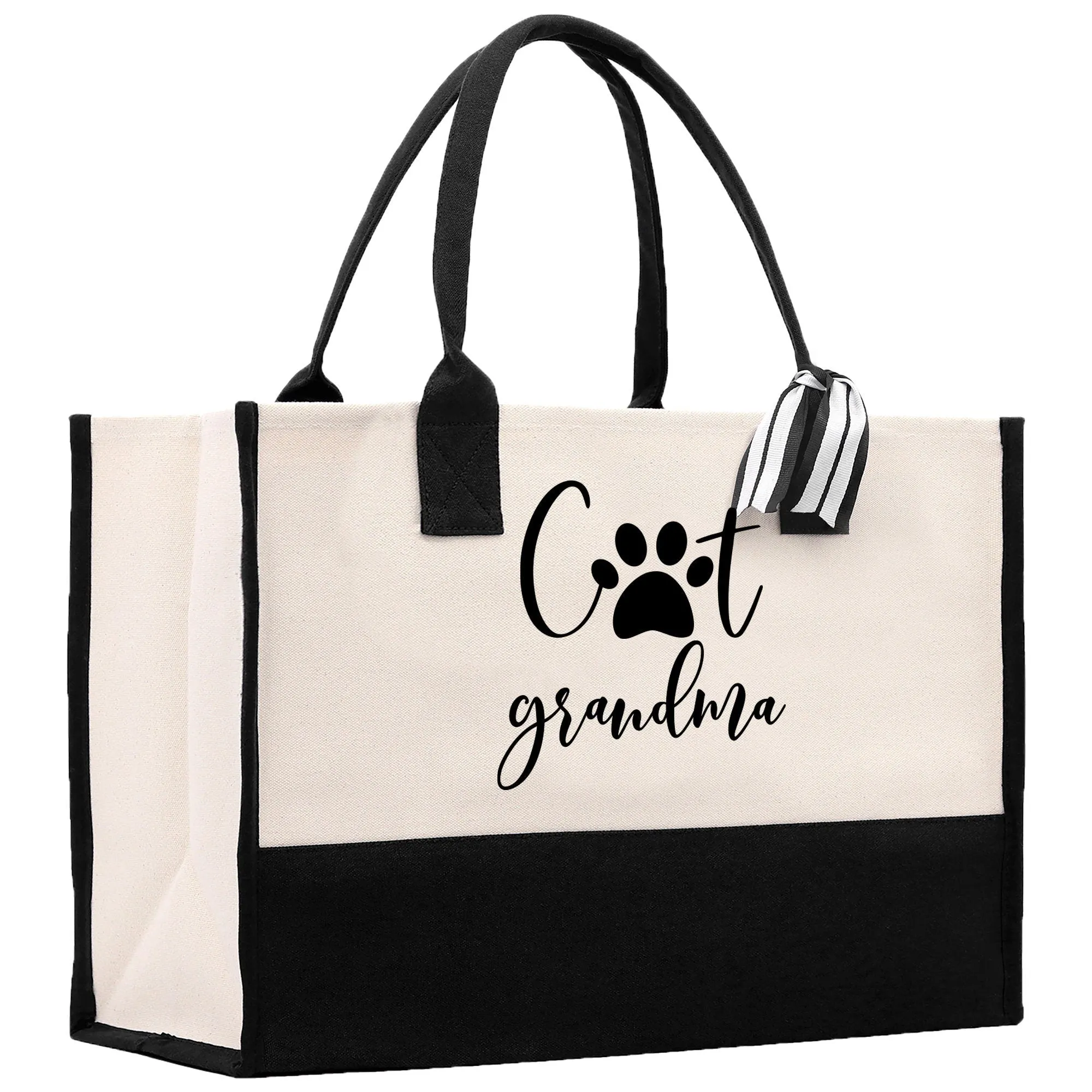 Cat Grandma Cotton Canvas Tote Bag Cat Lover Grandma Gift Bag Funny Grandma Gifts Cat Owner Tote Bag