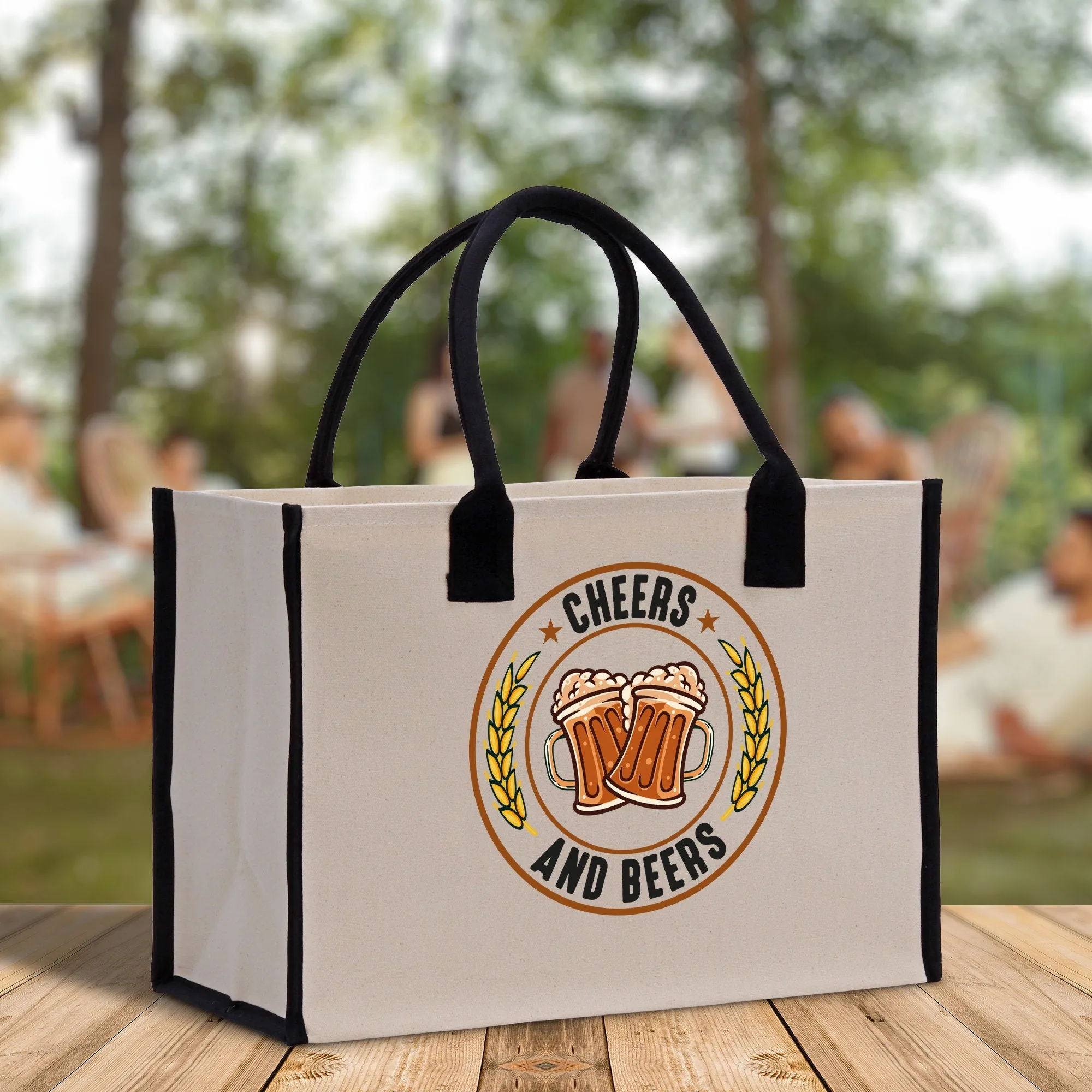 Cheers And Beers Cotton Canvas Tote Bag for German Octoberfest Beer Festival Party Bag Beer Lovers Gift Bag