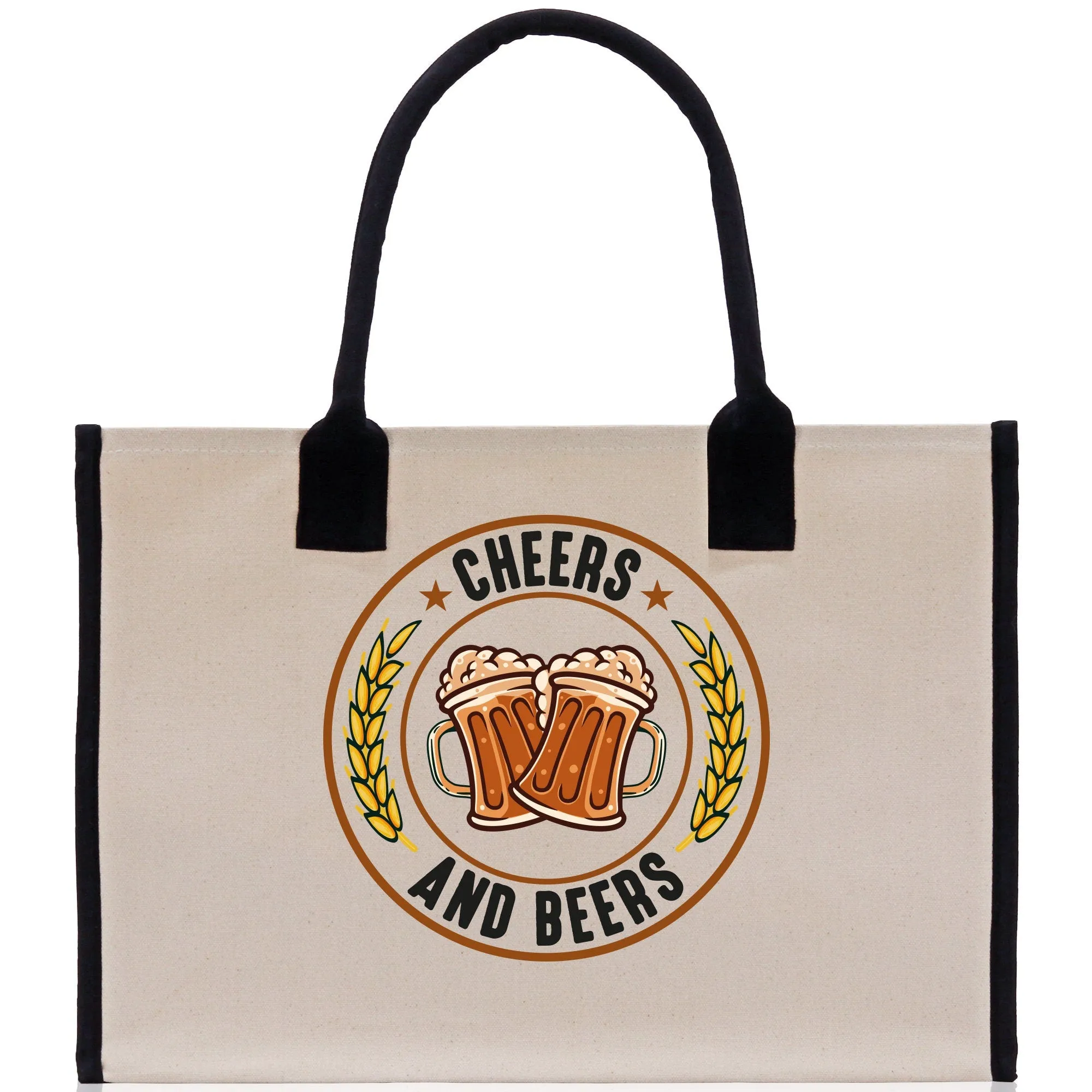 Cheers And Beers Cotton Canvas Tote Bag for German Octoberfest Beer Festival Party Bag Beer Lovers Gift Bag