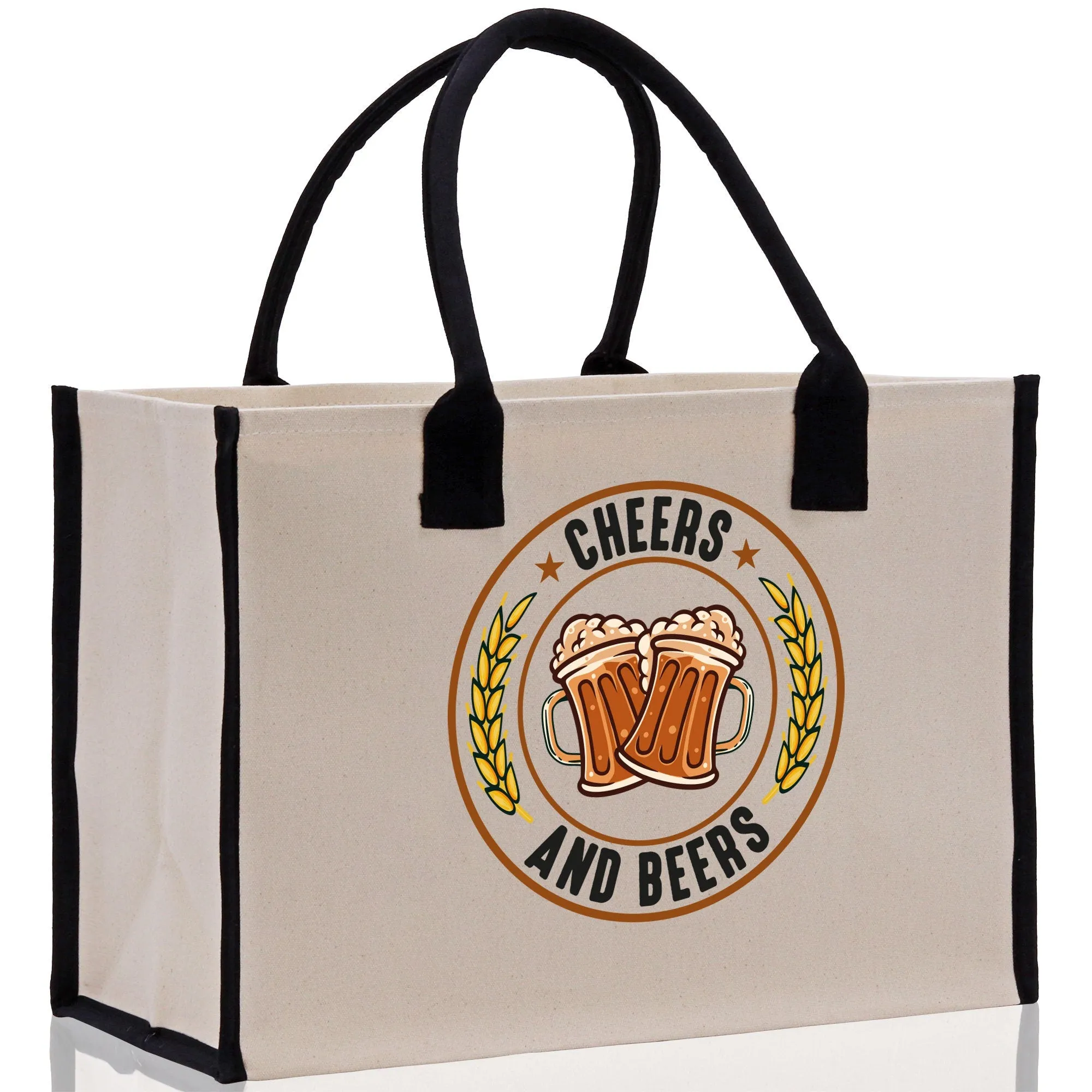 Cheers And Beers Cotton Canvas Tote Bag for German Octoberfest Beer Festival Party Bag Beer Lovers Gift Bag