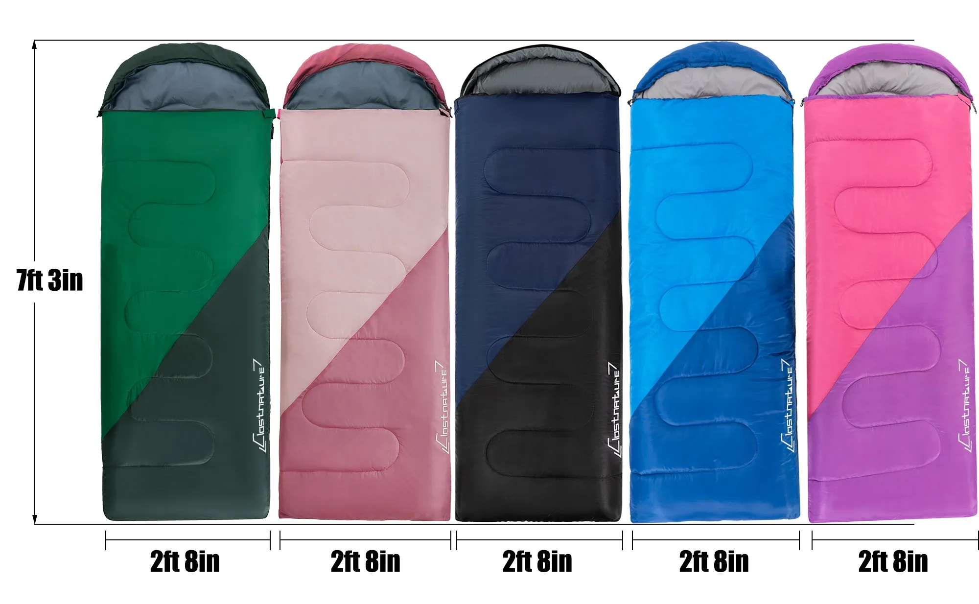 Clostnature Sleeping Bag for Adults and Kids - Compact Lightweight Sleeping Bag（Right zipper）