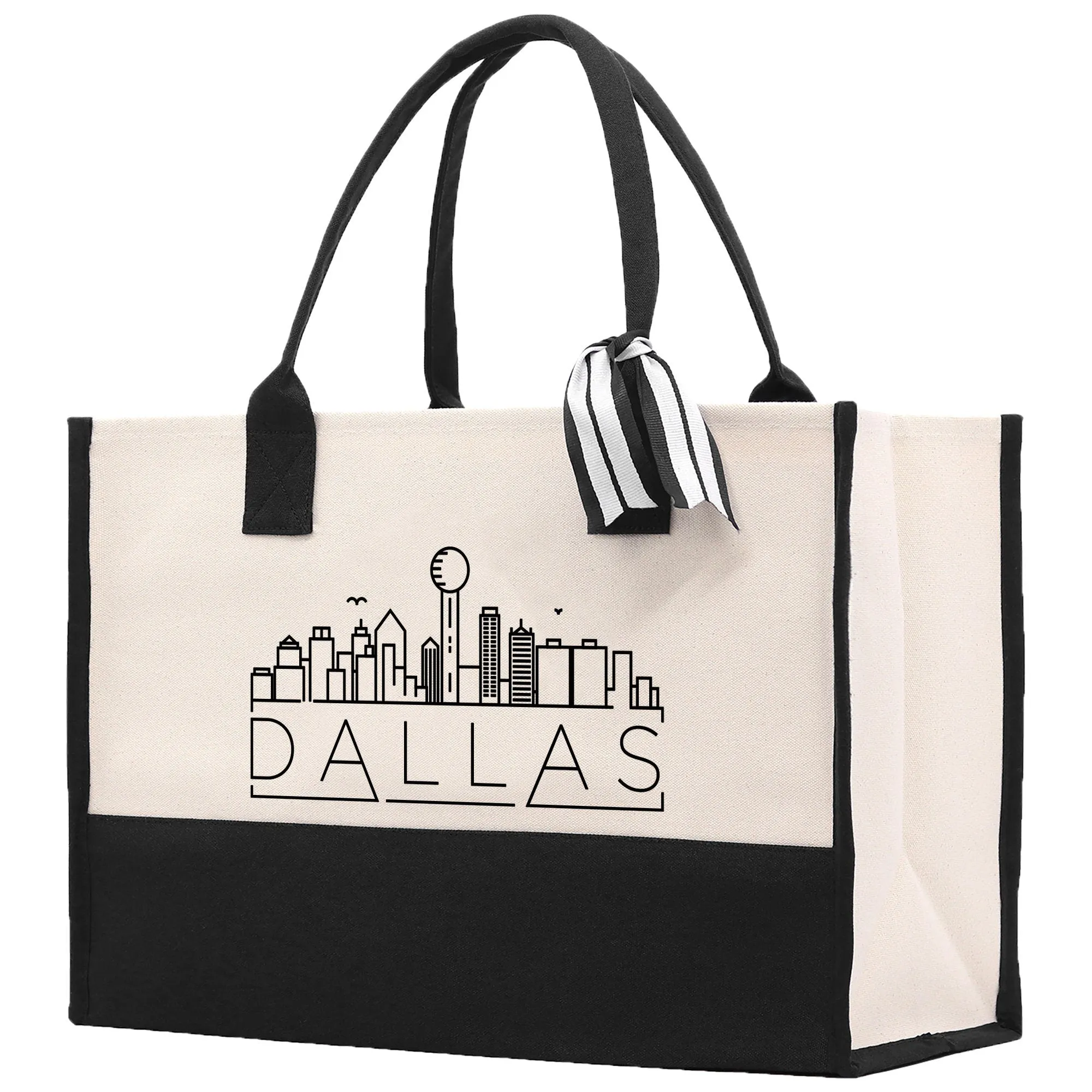 Dallas Cotton Canvas Tote Bag Travel Vacation Tote Employee and Client Gift Wedding Favor Birthday Welcome Tote Bag Bridesmaid Gift