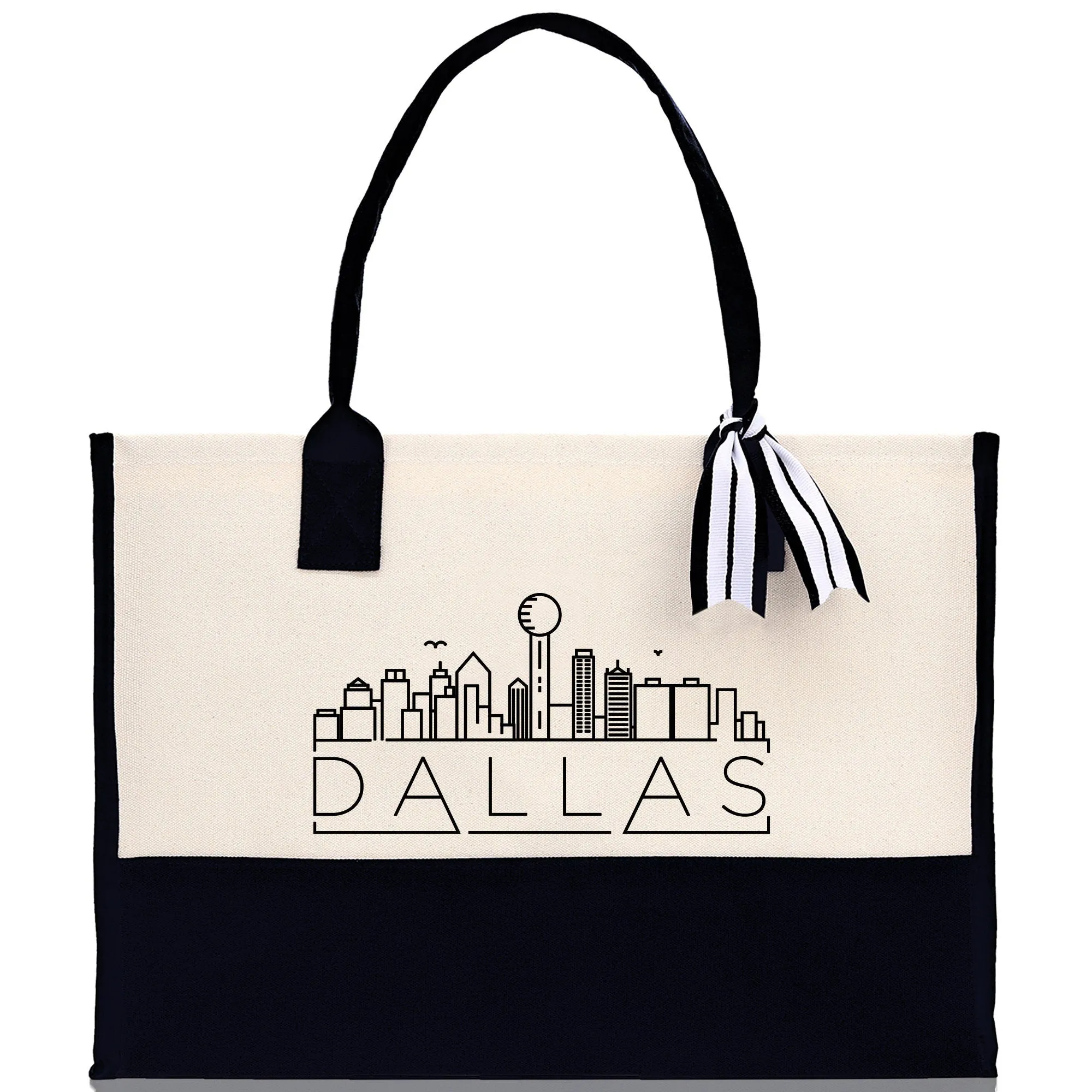 Dallas Cotton Canvas Tote Bag Travel Vacation Tote Employee and Client Gift Wedding Favor Birthday Welcome Tote Bag Bridesmaid Gift