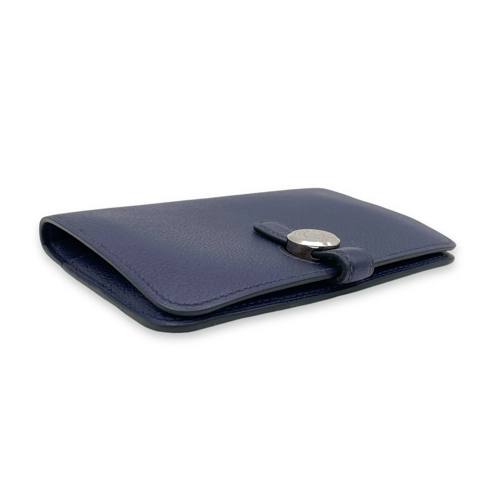 Dogon Compact Bleu Encre in Calfskin, Palladium hardware