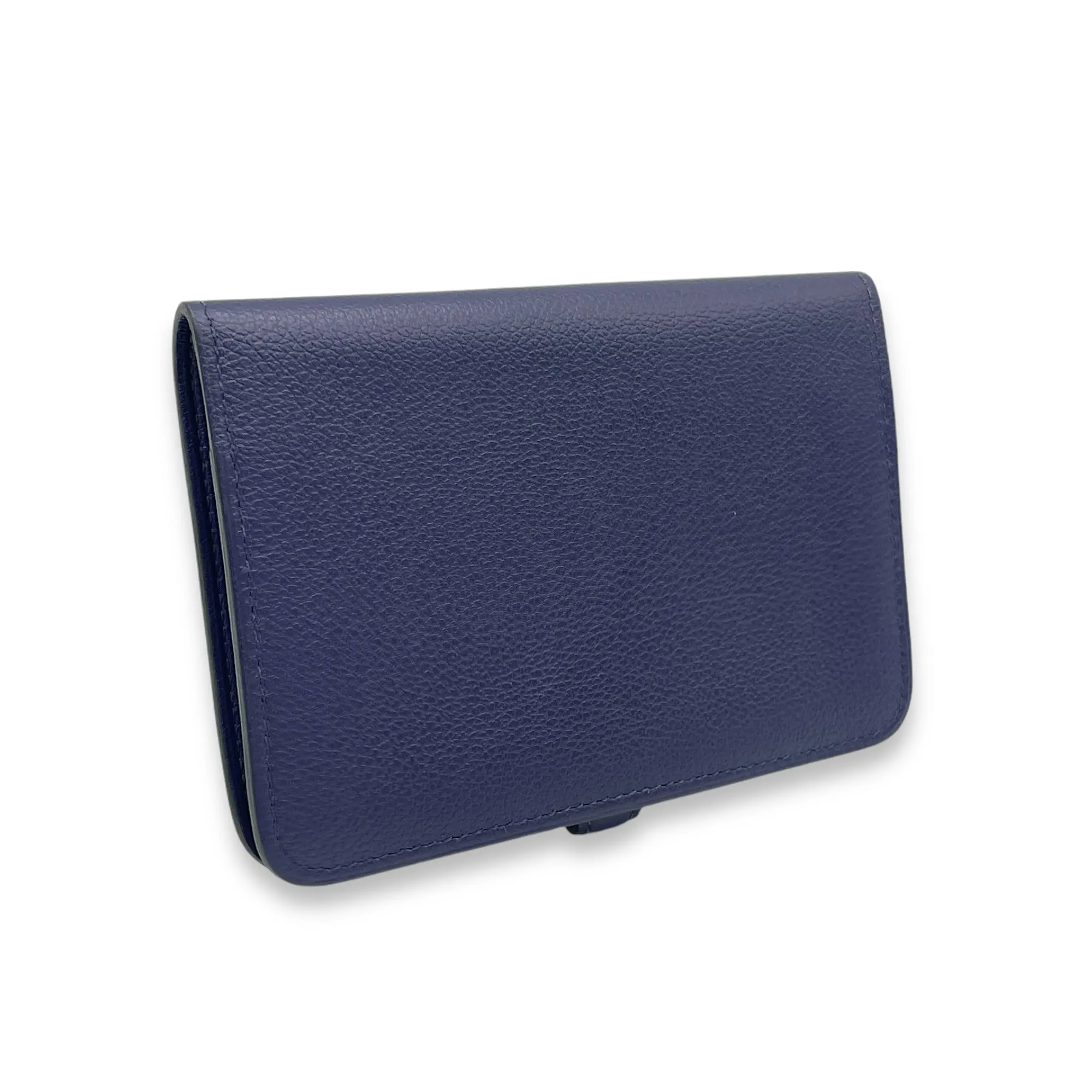 Dogon Compact Bleu Encre in Calfskin, Palladium hardware