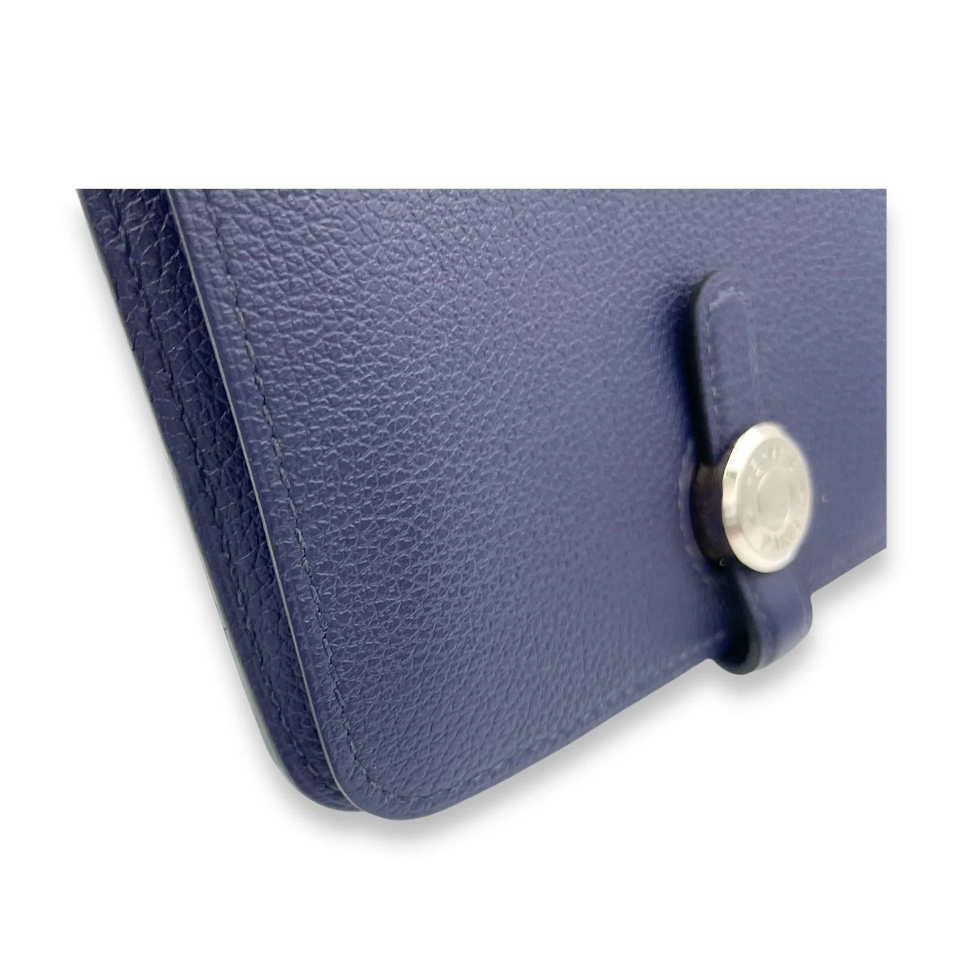 Dogon Compact Bleu Encre in Calfskin, Palladium hardware