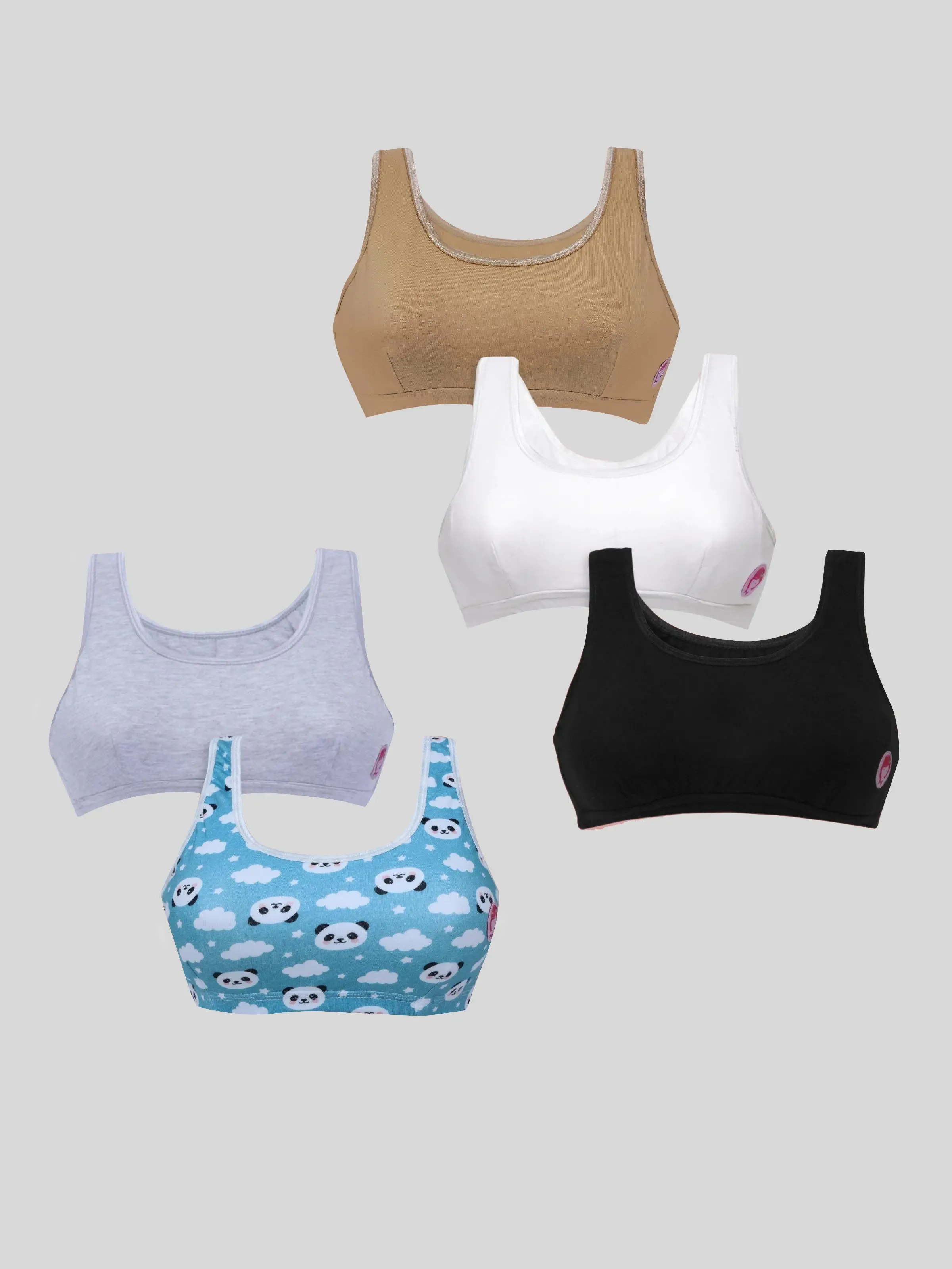 Double-Layer Broad Strap Cotton Fitness Bras | Non-Padded | Printed & Solid