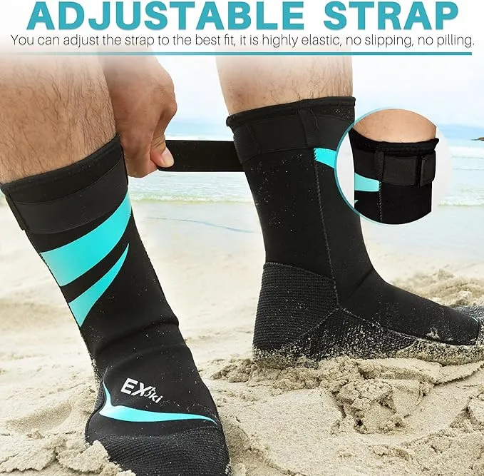 EXSki 3mm Neoprene Water Socks, Sandproof Durable Beach Volleyball Socks for Men Women