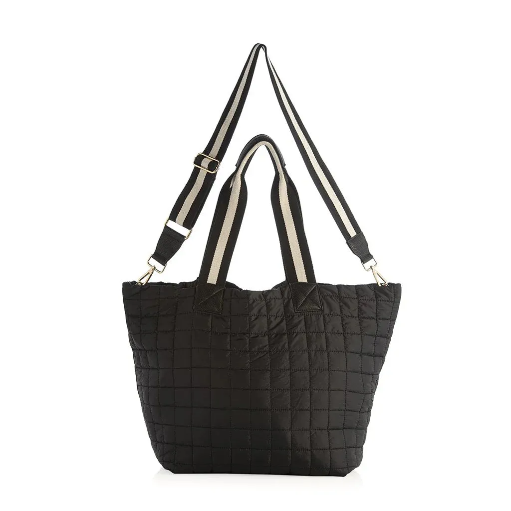 Ezra Quilted Travel Tote in Black