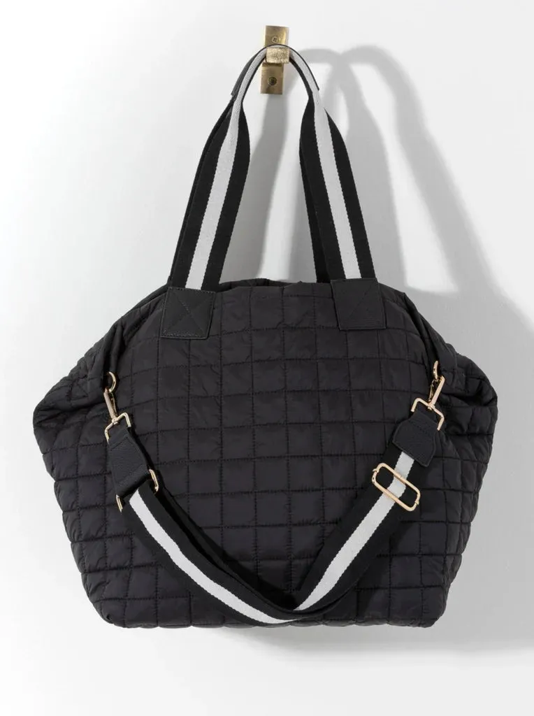 Ezra Quilted Travel Tote in Black