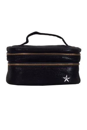 Faux Suede in Black Rebel Glam & Go Travel Case with Black Zipper