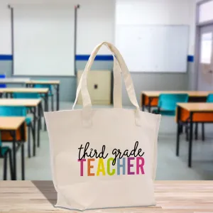 First Grade Teacher Cotton Canvas Tote Bag Gift for Teachers Teacher Life Tote Bag Teacher Appreciation Gift Bag