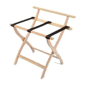 Forbes Industries 902-LO 24" Oak Luggage Rack With Back Bar and Brown Poly Straps