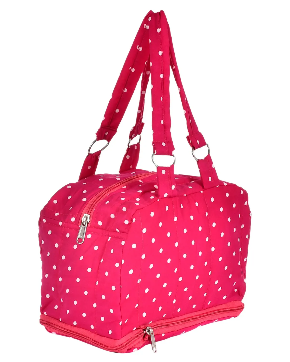 Heart Home Dot Printed Everday Use Women Bag for Travel: Shopping: School: Work- Pack of 2 (Pink)-50HH01146