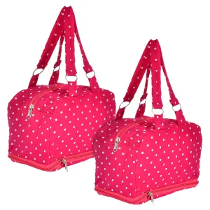 Heart Home Dot Printed Everday Use Women Bag for Travel: Shopping: School: Work- Pack of 2 (Pink)-50HH01146