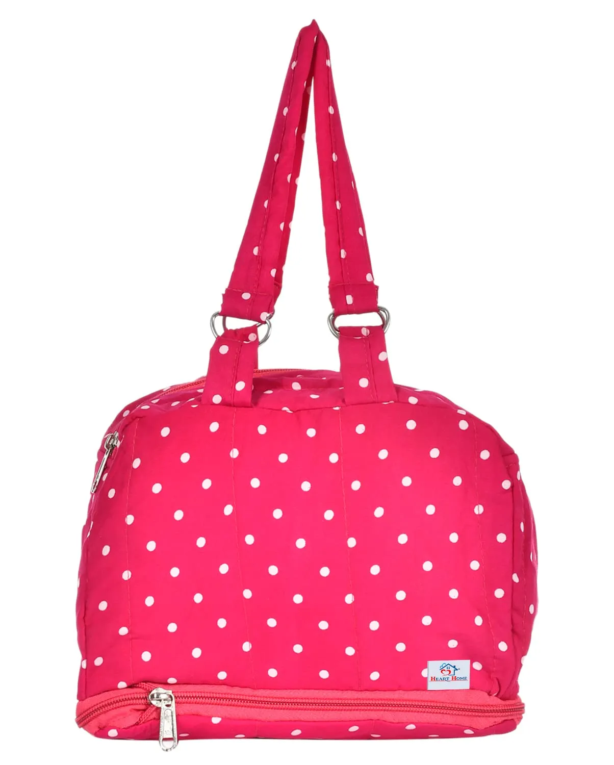 Heart Home Dot Printed Everday Use Women Bag for Travel: Shopping: School: Work- Pack of 2 (Pink)-50HH01146