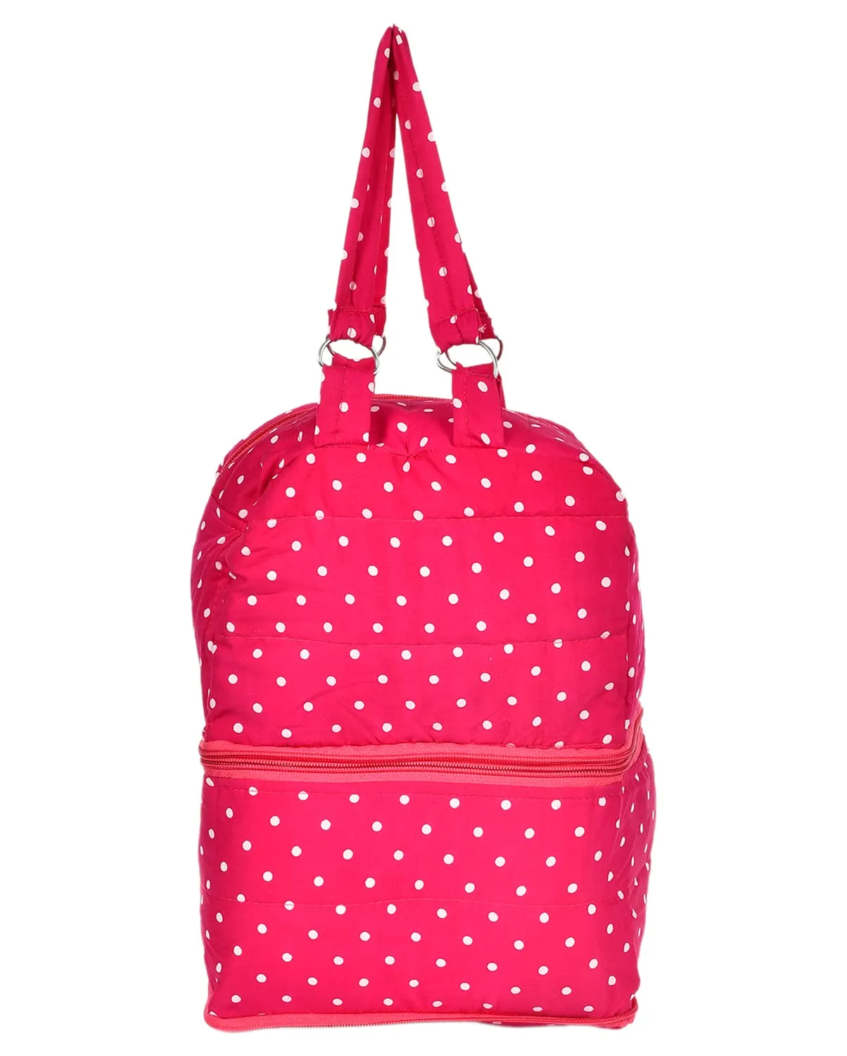 Heart Home Dot Printed Everday Use Women Bag for Travel: Shopping: School: Work- Pack of 2 (Pink)-50HH01146