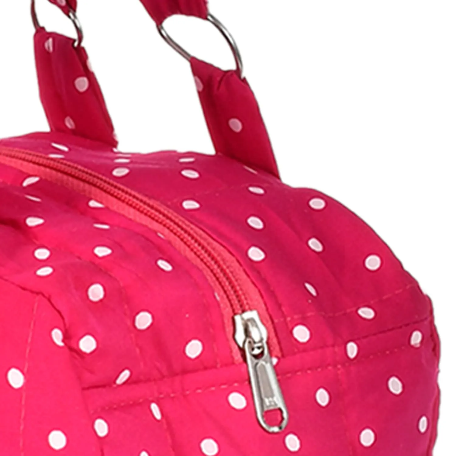 Heart Home Dot Printed Everday Use Women Bag for Travel: Shopping: School: Work- Pack of 2 (Pink)-50HH01146