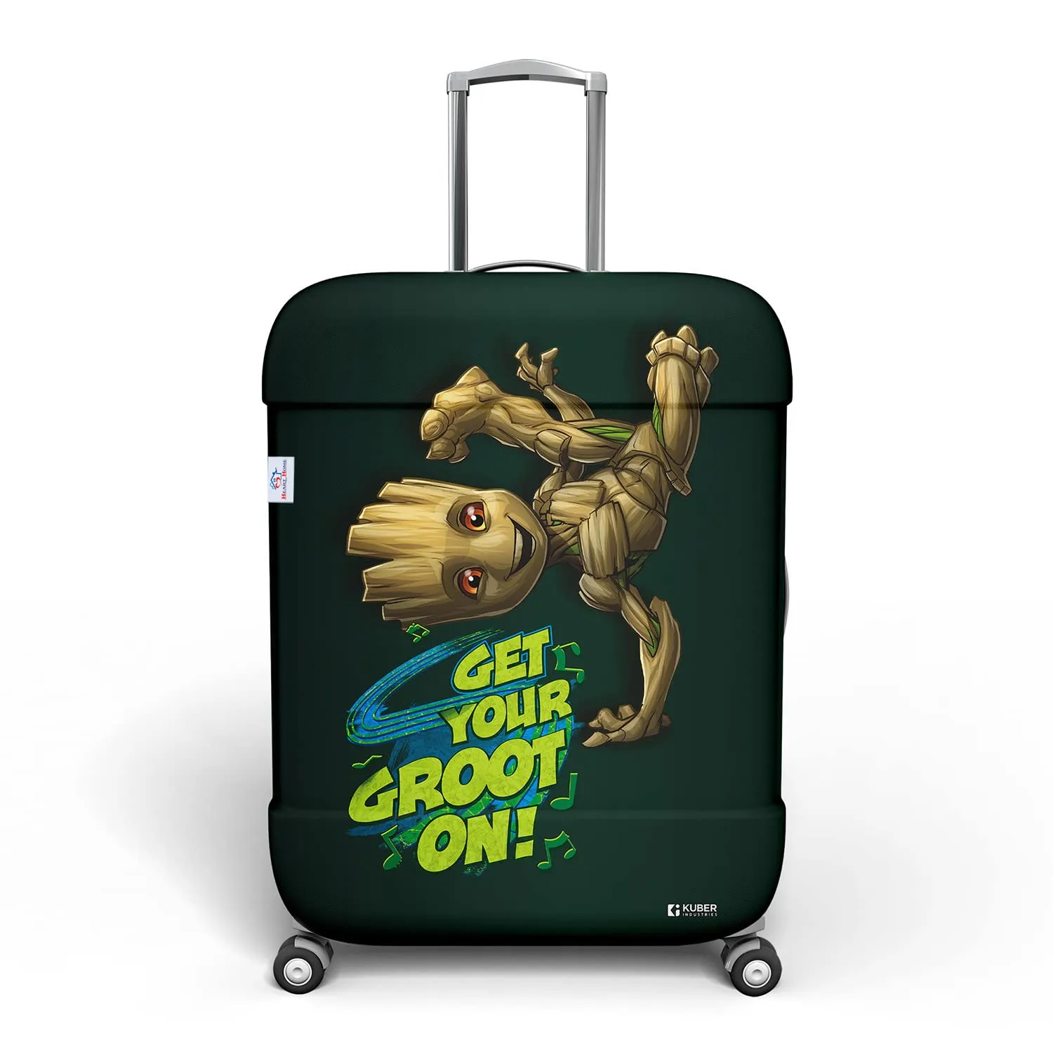 Heart Home Marvel I Am Groot Luggage Cover|Polyester Travel Suitcase Cover|Washable|Stretchable Suitcase Protector|26-30 Inch|Large (Green)