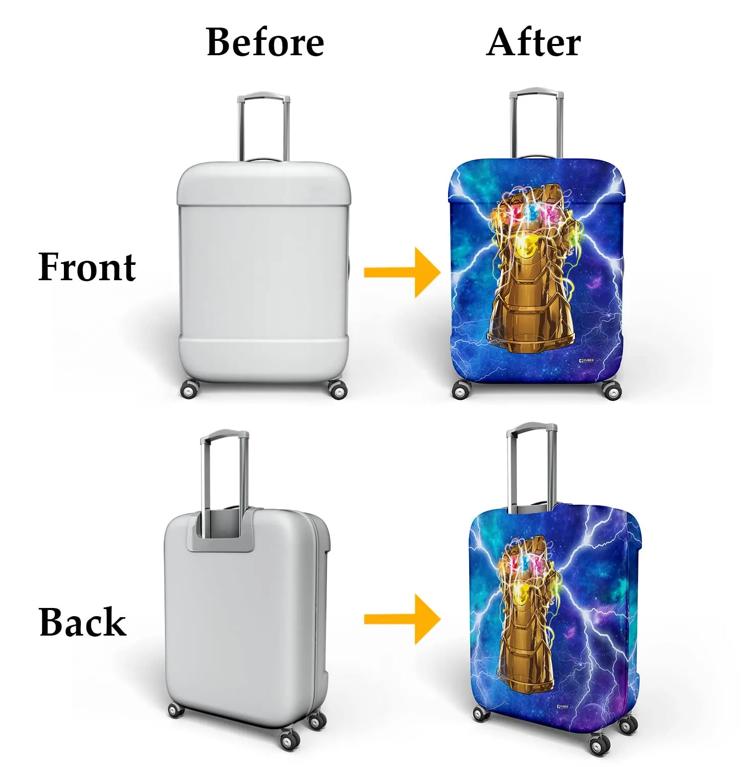 Heart Home Marvel The Infinity Gauntlet Luggage Cover|Polyester Travel Suitcase Cover|Washable|Stretchable Suitcase Protector|22-26 Inch|Medium (Sky Blue)