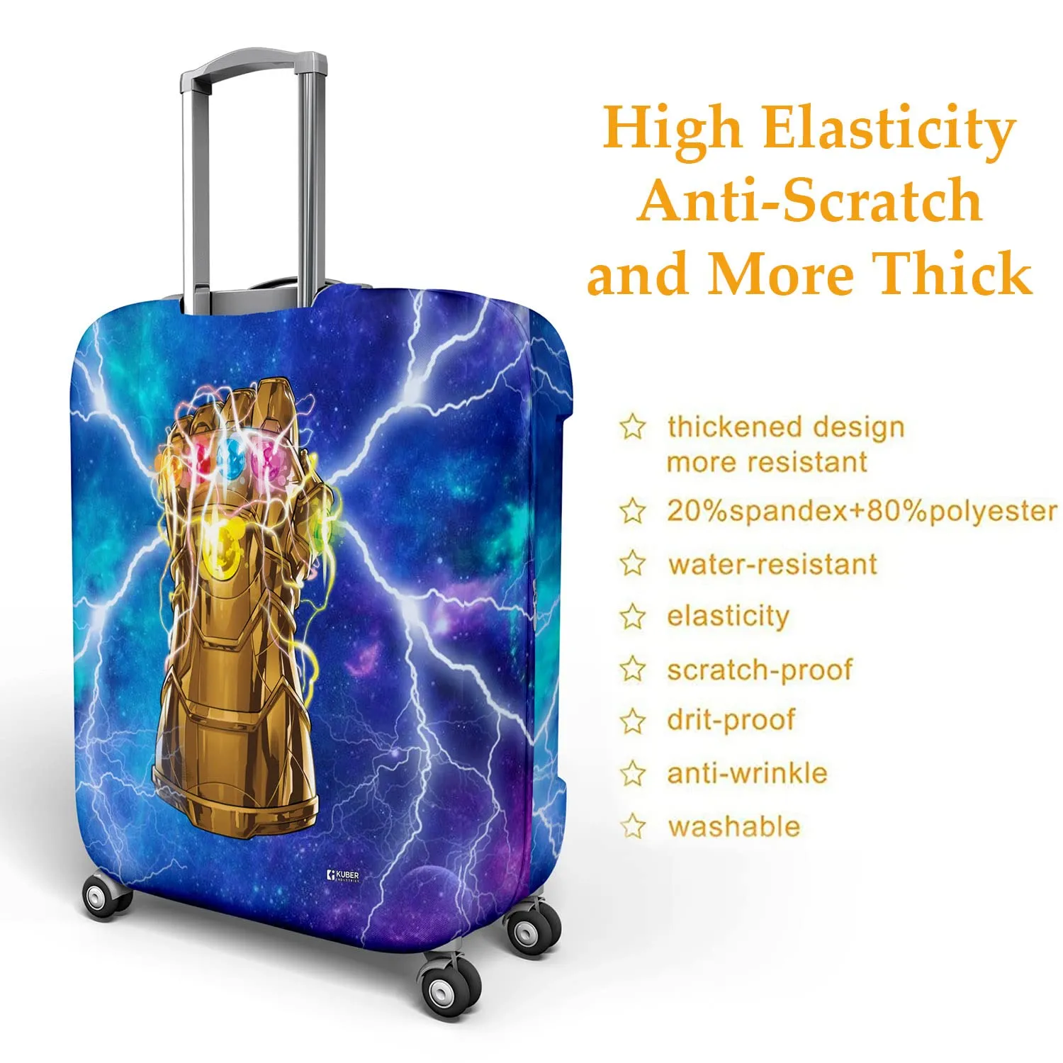 Heart Home Marvel The Infinity Gauntlet Luggage Cover|Polyester Travel Suitcase Cover|Washable|Stretchable Suitcase Protector|22-26 Inch|Medium (Sky Blue)