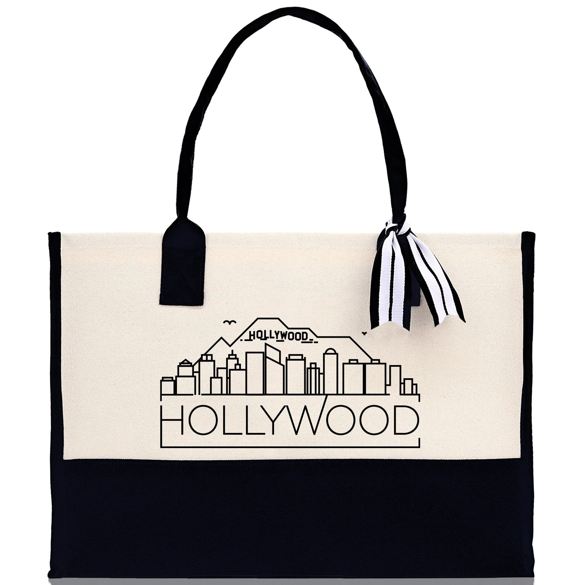 Hollywood Cotton Canvas Tote Bag Travel Vacation Tote Employee and Client Gift Wedding Favor Birthday Welcome Tote Bag Bridesmaid Gift