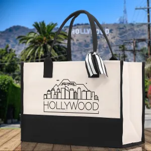 Hollywood Cotton Canvas Tote Bag Travel Vacation Tote Employee and Client Gift Wedding Favor Birthday Welcome Tote Bag Bridesmaid Gift