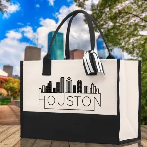 Houston Cotton Canvas Tote Bag TX Travel Vacation Tote Employee and Client Gift Wedding Favor Birthday Welcome Tote Bag Bridesmaid Gift