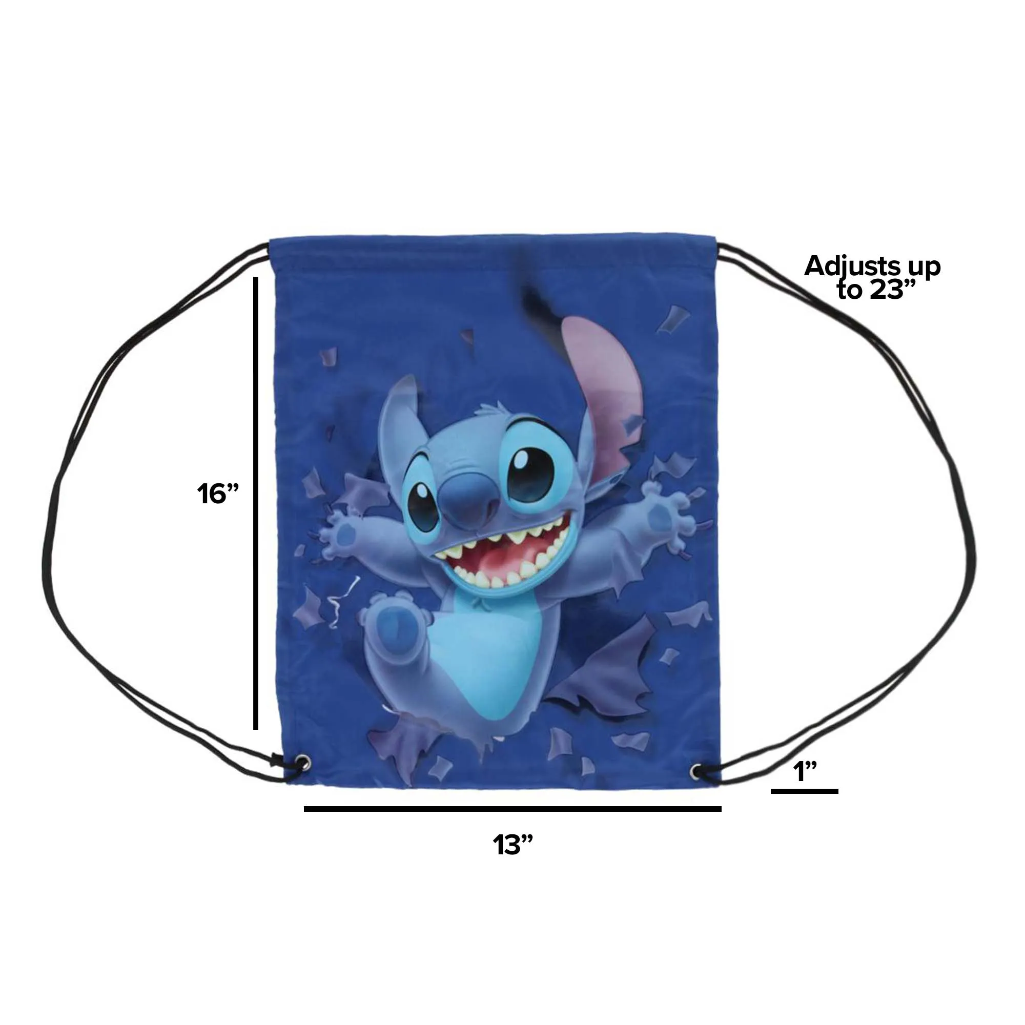 Jerry Leigh Disney Stitch Breaking Free Drawstring Backpack Bag