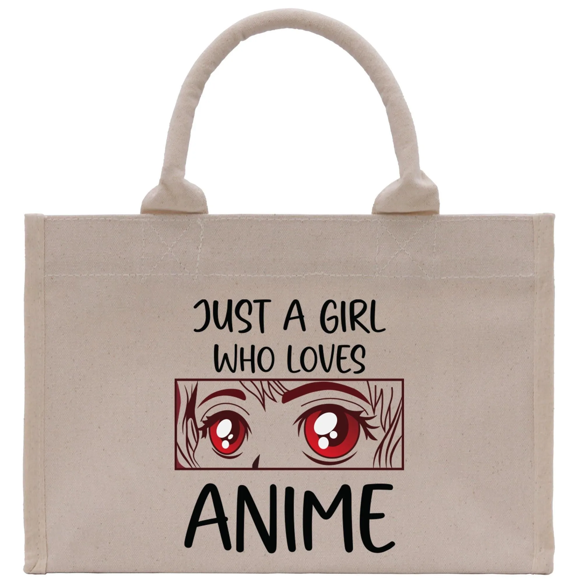 Just A Girl Who Loves Anime Cotton Canvas Tote Bag Animal Lover Gift for Her Gift for Anime Fun Anime Totes Cute Anime Tote Bag (AGT1002)