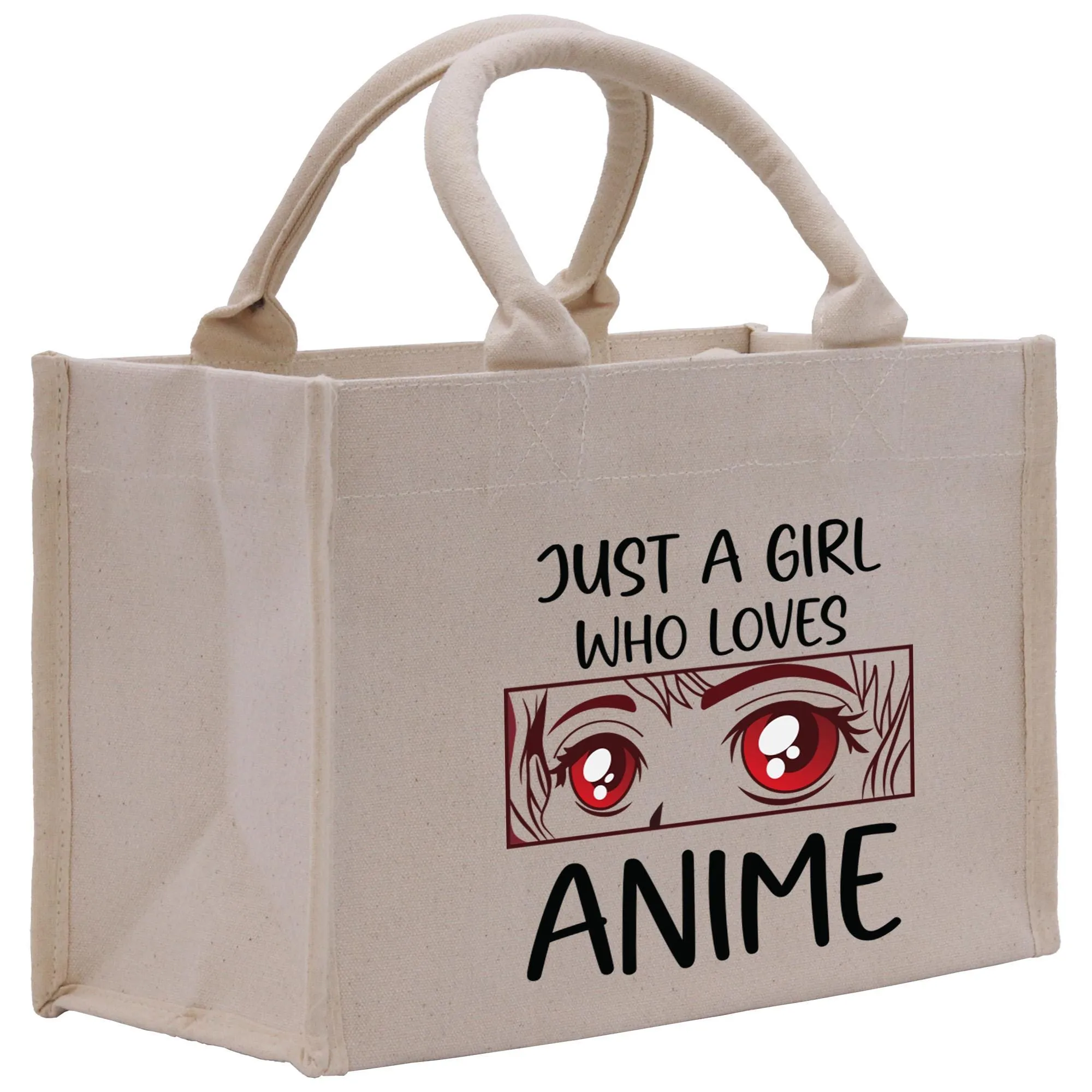 Just A Girl Who Loves Anime Cotton Canvas Tote Bag Animal Lover Gift for Her Gift for Anime Fun Anime Totes Cute Anime Tote Bag (AGT1002)