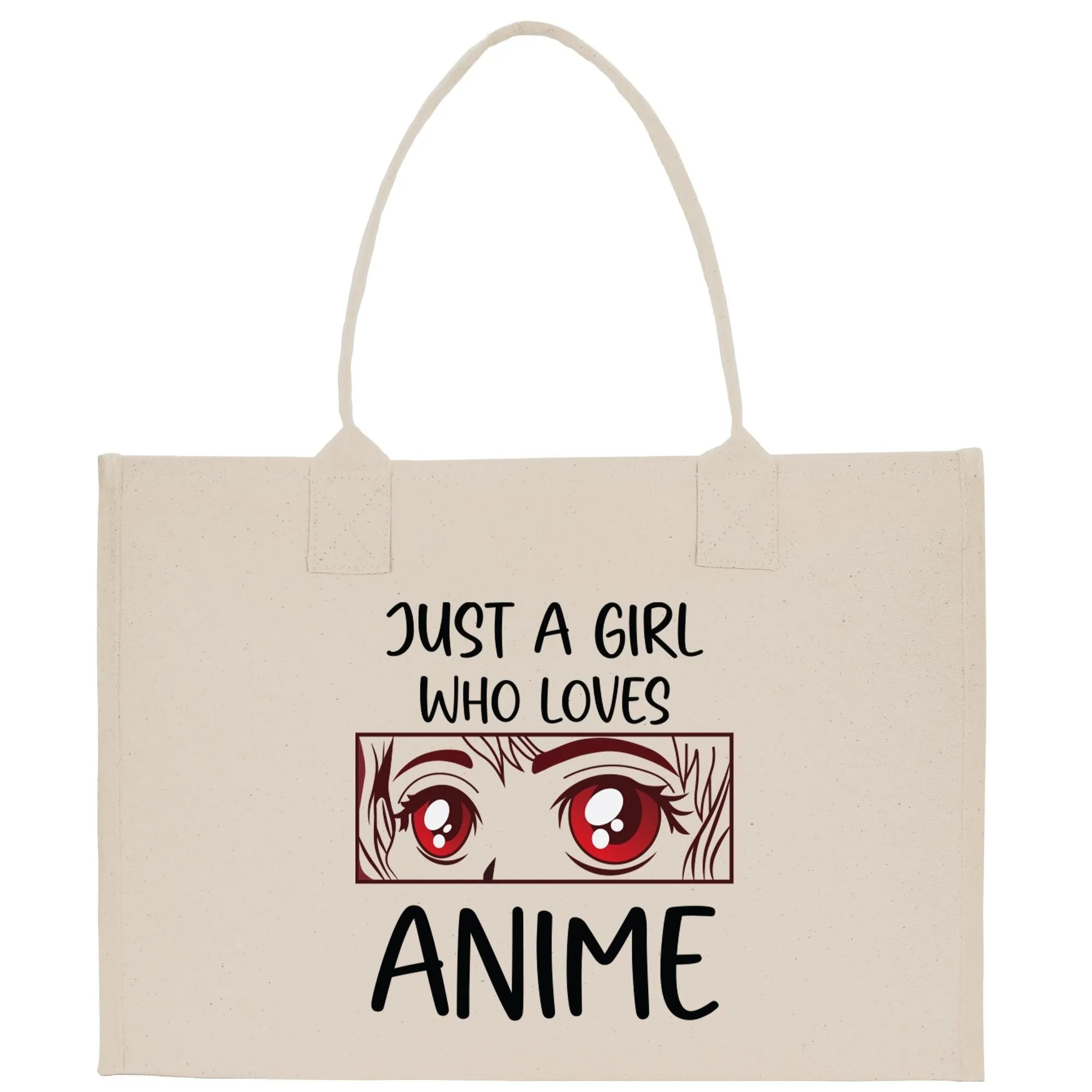 Just A Girl Who Loves Anime Cotton Canvas Tote Bag Animal Lover Gift for Her Gift for Anime Fun Anime Totes Cute Anime Tote Bag (AGT1003)