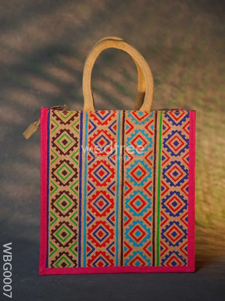 Jute Bag with Multi-colour Stripes - WBG0007