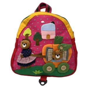 Kid's School Bags With Cute Cartoon Bear -G57 PINK AND RED