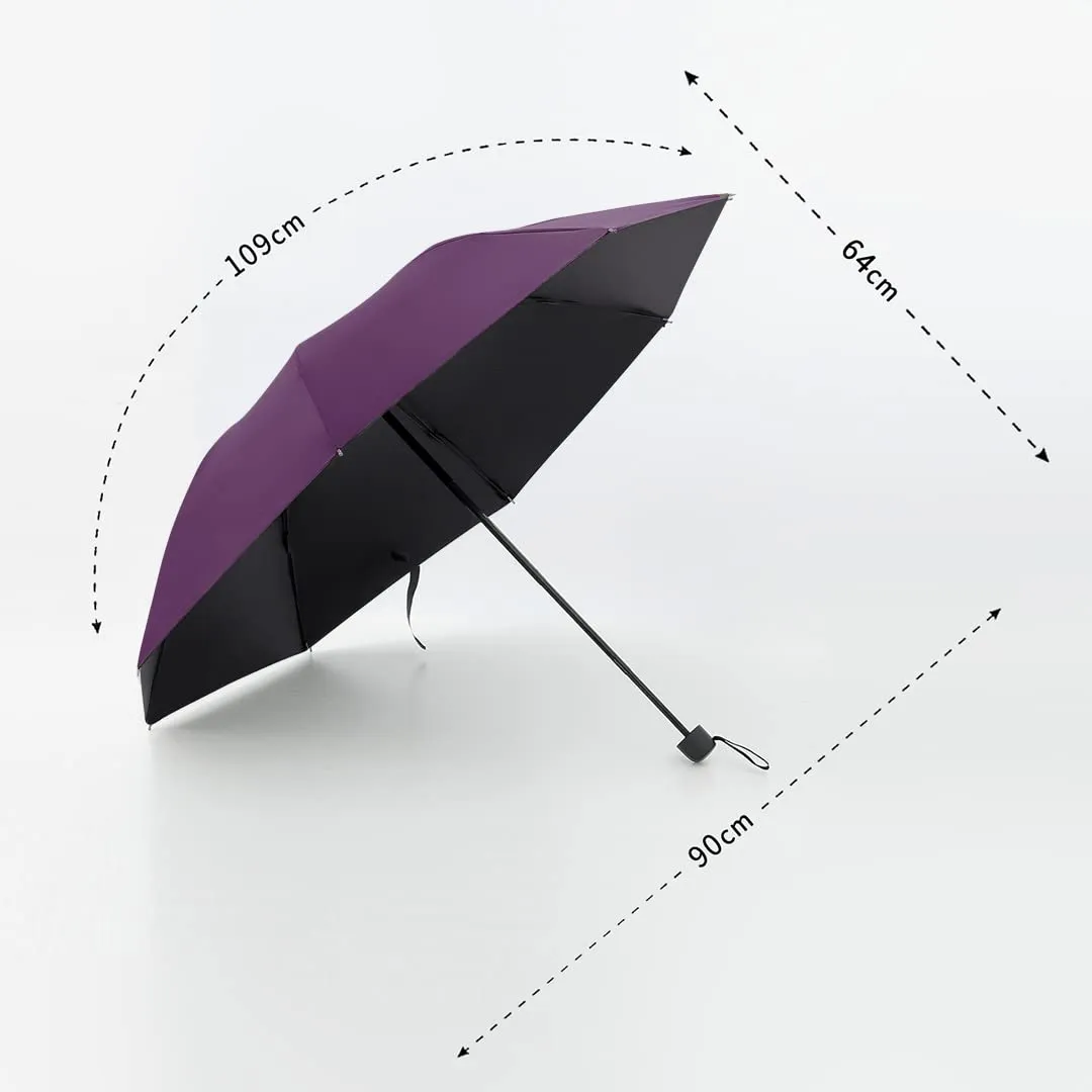 Kuber Industries 3 Fold Manual Umbrella | Windproof, Sunproof & Rainproof | With Polyester Canopy, Sturdy Steel Shaft & Wrist Straps | Easy to Hold & Carry | Umbrella for Women, Men & Kids | Purple