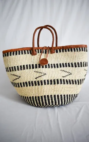 Large Pacific Sisal and Leather Beach Tote